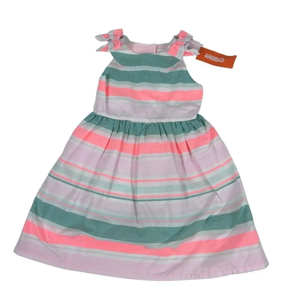 Gymboree Stripe Dress with Bows on the Shoulders size 5T NEW